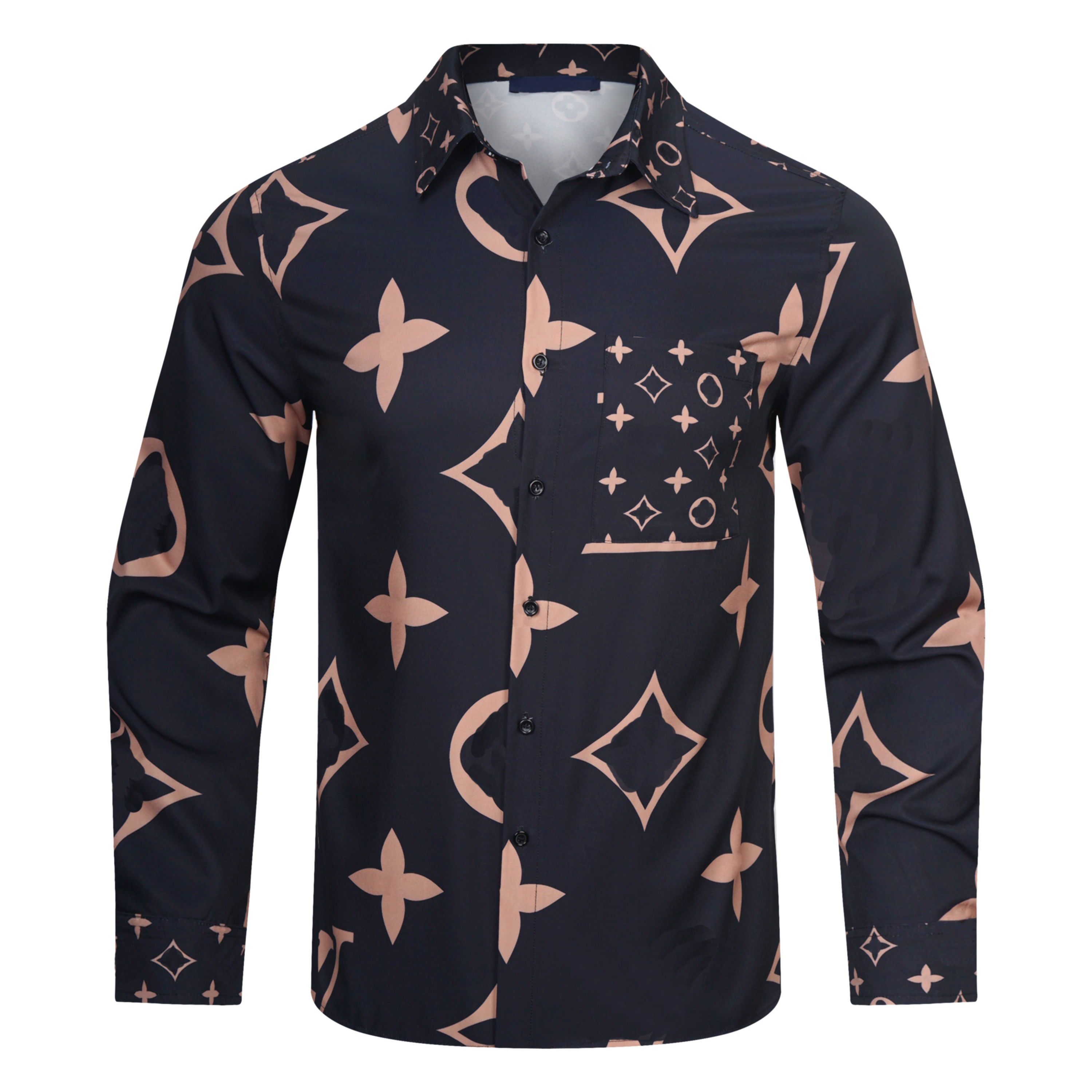 

Men Casual Shirts Fashion Social Formal Cardigan Slim Fit Designer Letter Printed Long Sleeved Shirt, Customize