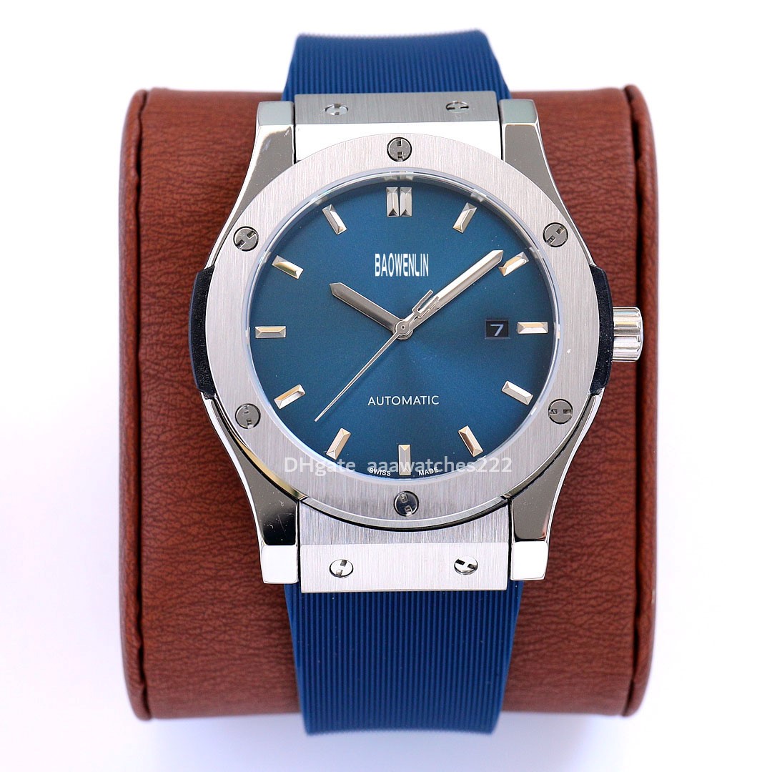 

Luxury Mens Watch Automatic Mechanical 2813 Movement 42MM Sapphire Glass Fashion Business Montre de luxe Auto Date Sport rubber Bracelet Stainless steel Watches, Carton