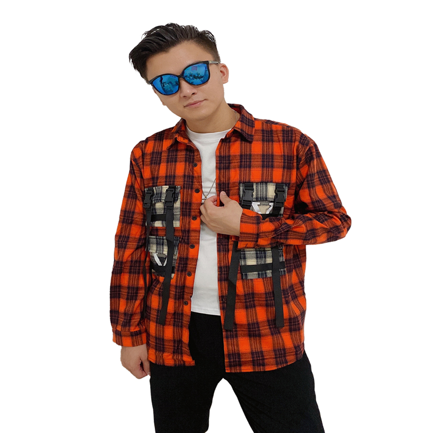 

Men's Luxury Shirt versatile plaid shirt classic men and women with the same couple designer 4 pockets of hip-hop casual shirts outfit 5 colors size XL-3XL