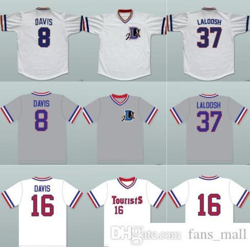 

Baseball Bull Durham Nuke' LaLoosh 37 Crash Davis 8 Kevin Costner 16 Tourists Double Stiched Jersey Grey White Size S-4XL Mix Order, Black