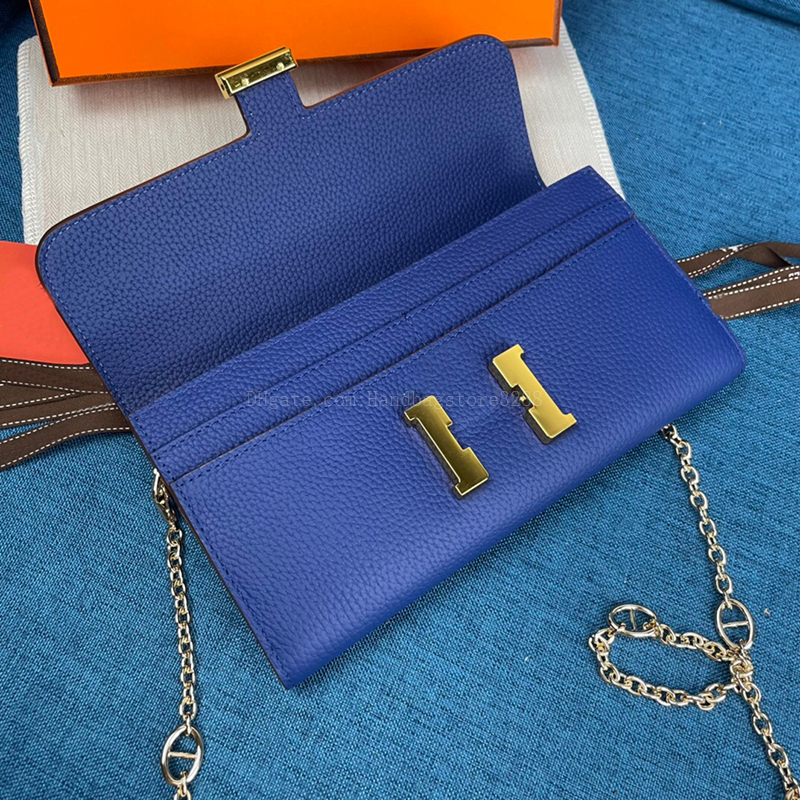 

H Constances Handbags Designer Luxurious Women Wallets Men Lady Cowhide Chains Shoulder bags Genuine Leather Card Holders Purses Wholesale Gold Buttons, Moisture proof beads