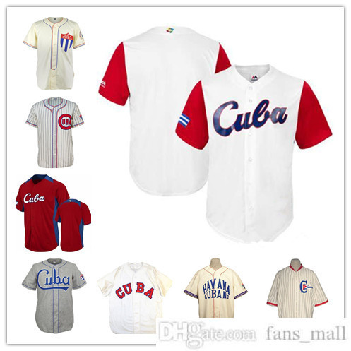 

Custom Men's Team Cuba Baseball Jerseys Cream Gray White Red 2017 Baseball Classic Shirt 1947 Road Jersey Cuba UAA 1952 Good Uniforms, Black