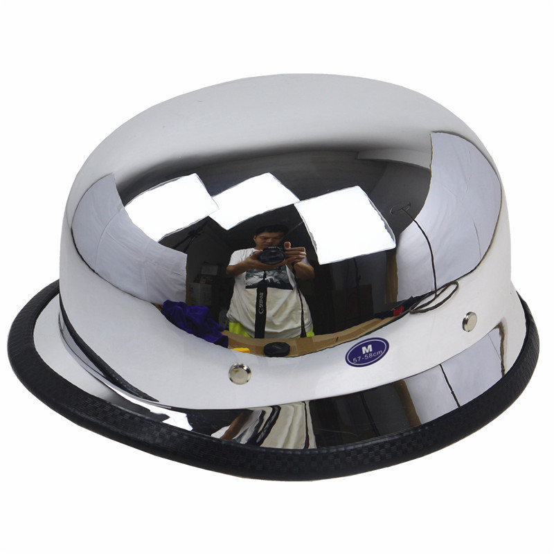 Casque de moto rétro allemand avec miroir, demi-casque ouvert pour pilote de motard Ride Chopper
