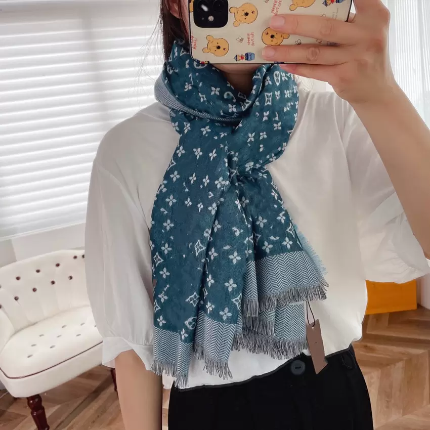 

High-end rabbit cashmere four seasons scarf classic four-leaf clover designer design elegant warm large size scarf