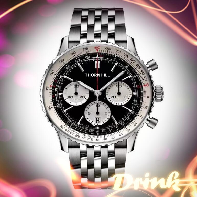 

Set Auger Men Watches 43MM Multi-function Dial Manual Scanning Quartz Movement Chronograph Stopwatch Stainless Steel Making Fashion Men's Wristwatches, As pic