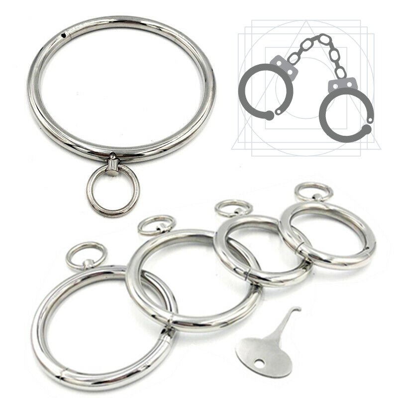 Articles de beauté En Acier Inoxydable Verrouillable Col Rond Menottes Poignet Cheville Poignets Adulte Esclave Roleplay BDSM Bondage Sexy Jouets