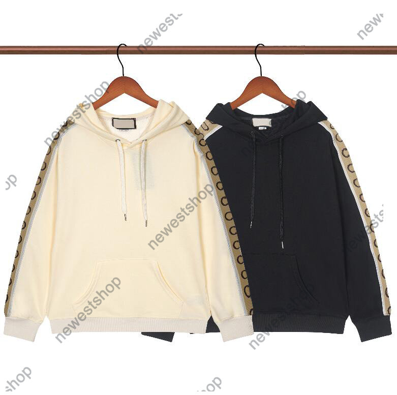

2022 Europe Designer Men's hoodies womens hooded pullover Webbing print sweatshirt Luxury cotton long sleeve hoody, Black