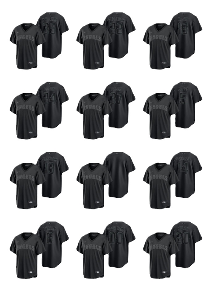 

Baseball Jersey Los Angeles''Angels''Men Black Pitch Black Fashion Replica
