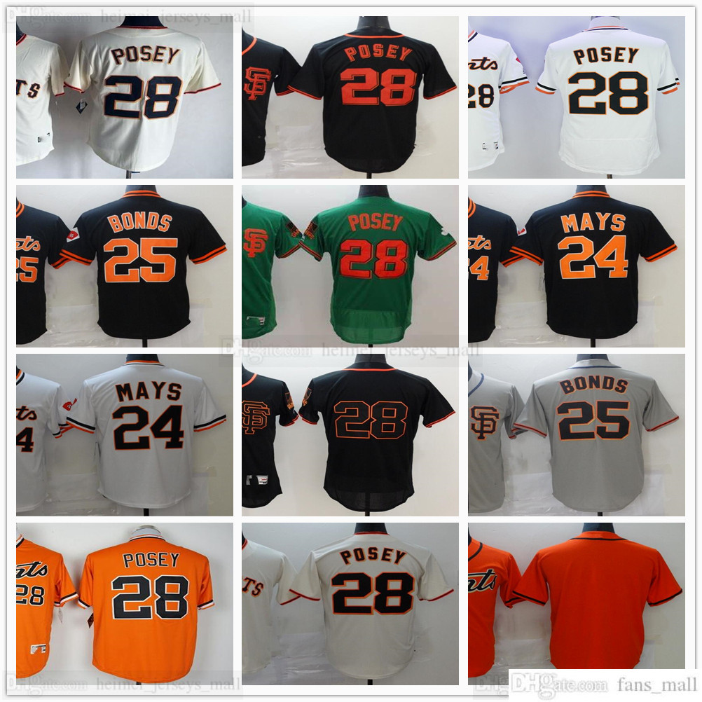 

Retro Stitched Baseball Jerseys 25 Barry Bonds 28 Buster Posey 24 Willie Mays Jersey Gray Black White Orange Blank No Number Name for Man Size S-XXXL, Same as picture