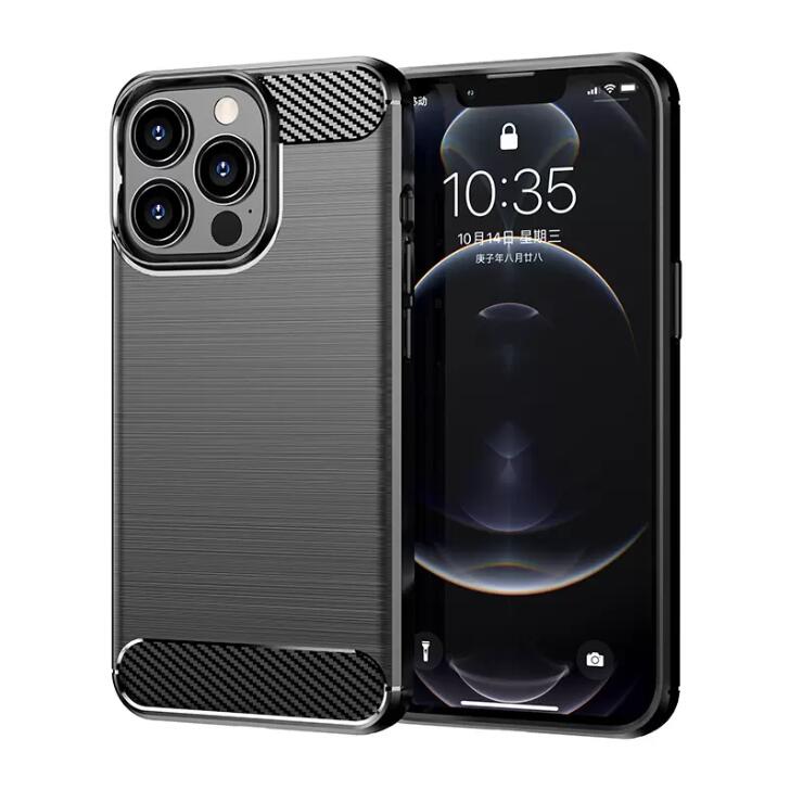 

Carbon Fiber Phone Cases Rugged Armor Hybrid Shockproof Slim Soft TPU Brushed Cover For iPhone 14 13 12 mini 11 Pro X XS MAX XR 8 7 6 Plus, Red