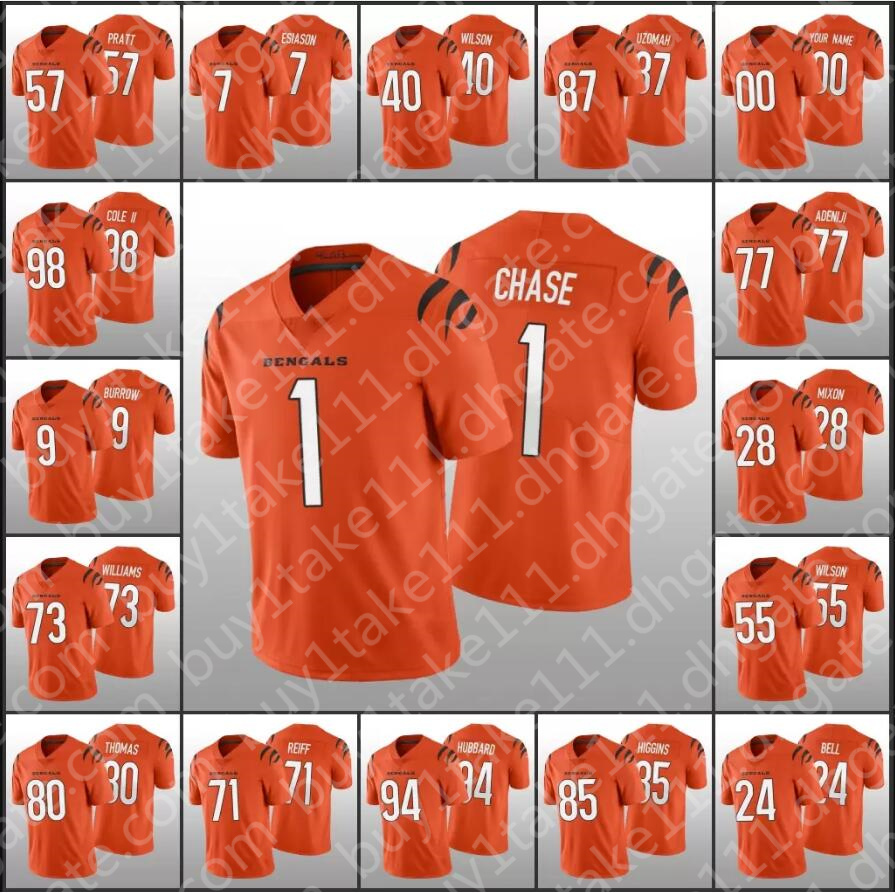 

Jersey Cincinnati''Bengals''Men #28 Joe Mixon 1 Ja'Marr Chase 9 Joe Burrow 94 Sam Hubbard Women Youth Custom Limited jerseys, Custom men (menghu)