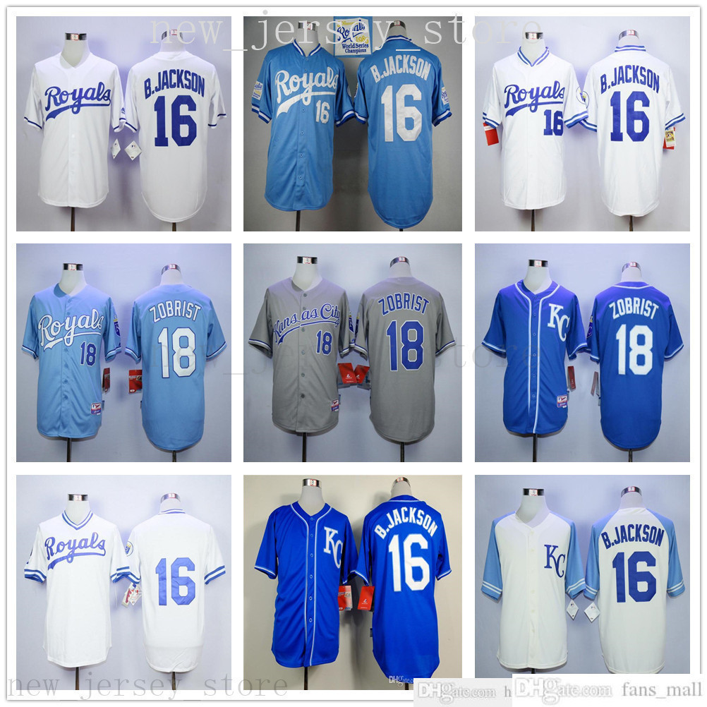 

2019th Mens High Quality Baseball Jerseys 16 Bo Jackson 18 Ben Zobrist 100% stitched color blue gray white Jersey size S-XXXL