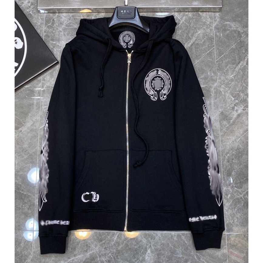 Men's Luxury Classic Jackets Fashion Sweatshirts Brand Ch Zipper Hoodies Women Men Pullover Hooded Horseshoe Sanskrit Tops Sweater Loose Jac-image-800337097