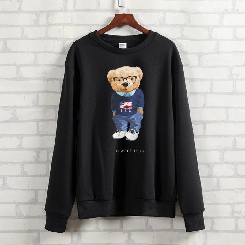 

Women's Hoodies BLINGPAW Autumn Clothes Cute Teddy Bear It Is What Letter Printed Unisex Heavy Blend Crewneck Sweatshirt Long Sleeve, Black