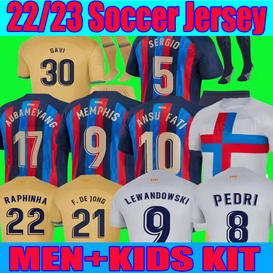 

Raphinha Lewandowski KESSIE PEDRI soccer jersey FERRAN 21 22 23 Camisetas de football ANSU FATI 2022 2023 kit shirt men kids Kounde bArcElOnAs long sleeve 3rd women, 2022 third