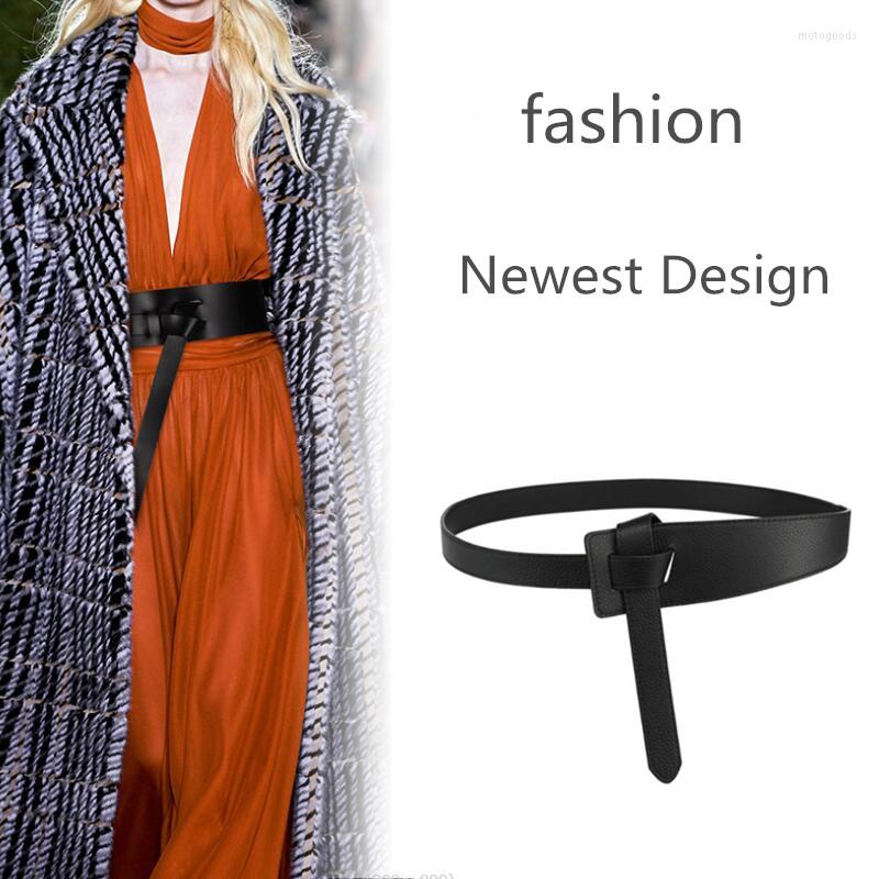 

Belts Design Soft Comfortable Knot Genuine Leather Waist Belt Lady Casual Decoration Dress Coat Clothing Waistband Accessories, Black