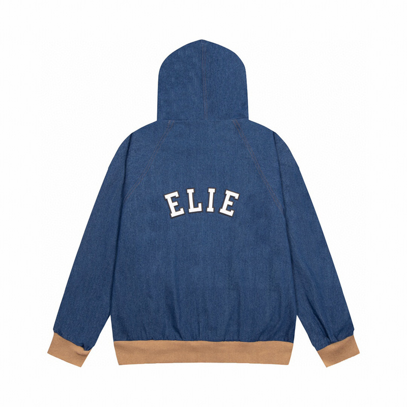 

2022 Europe Paris Hooded Zipper Jeans Jacket Cool Men Casual Women Coat, Blue