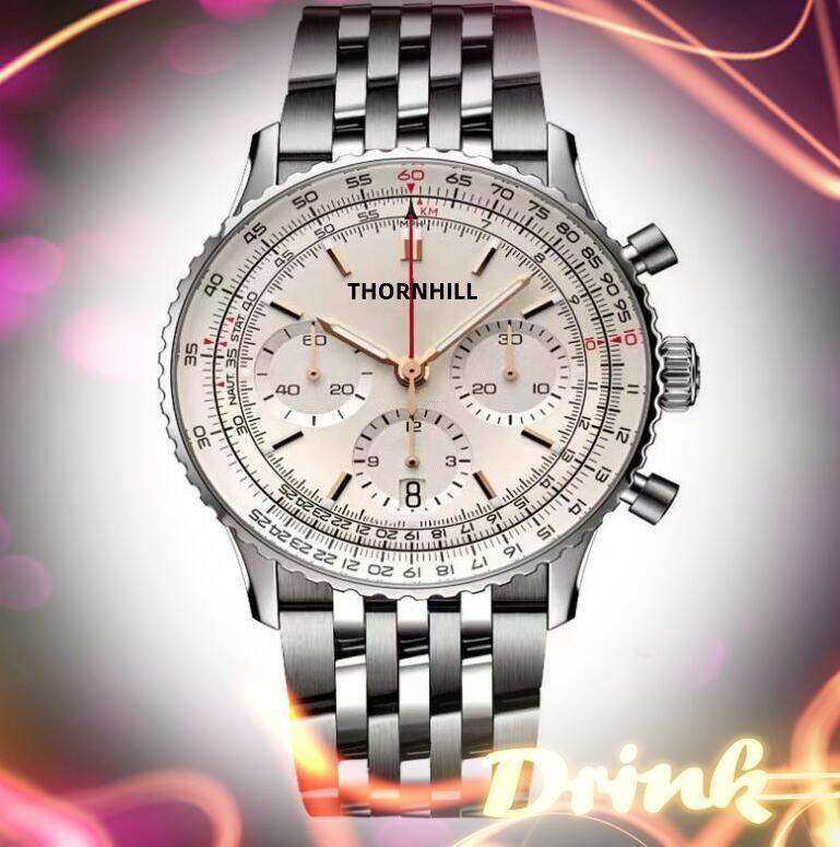 

Set Auger Men Watches 43MM Multi-function Dial Manual Scanning Quartz Movement Chronograph Stopwatch elegant noble Wristwatch Clock Table Montre Femme Reloj, As pic