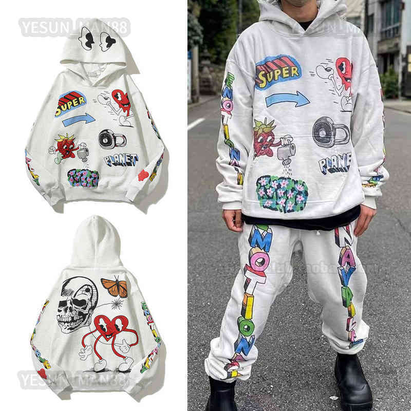 

Men's Hoodies Sweatshirts Designer Kanyes Classic Wests Luxury Hoodie Fashion Vintage Play Red Heart Printed Mens And Womens High Street Loose Coat Pullover Hooded