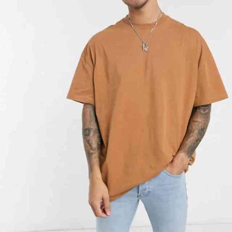 

T-Shirts high quality blank mens tshirt custom 100% cotton oversized drop shoulder Men's O-neck T-shirts, Gold