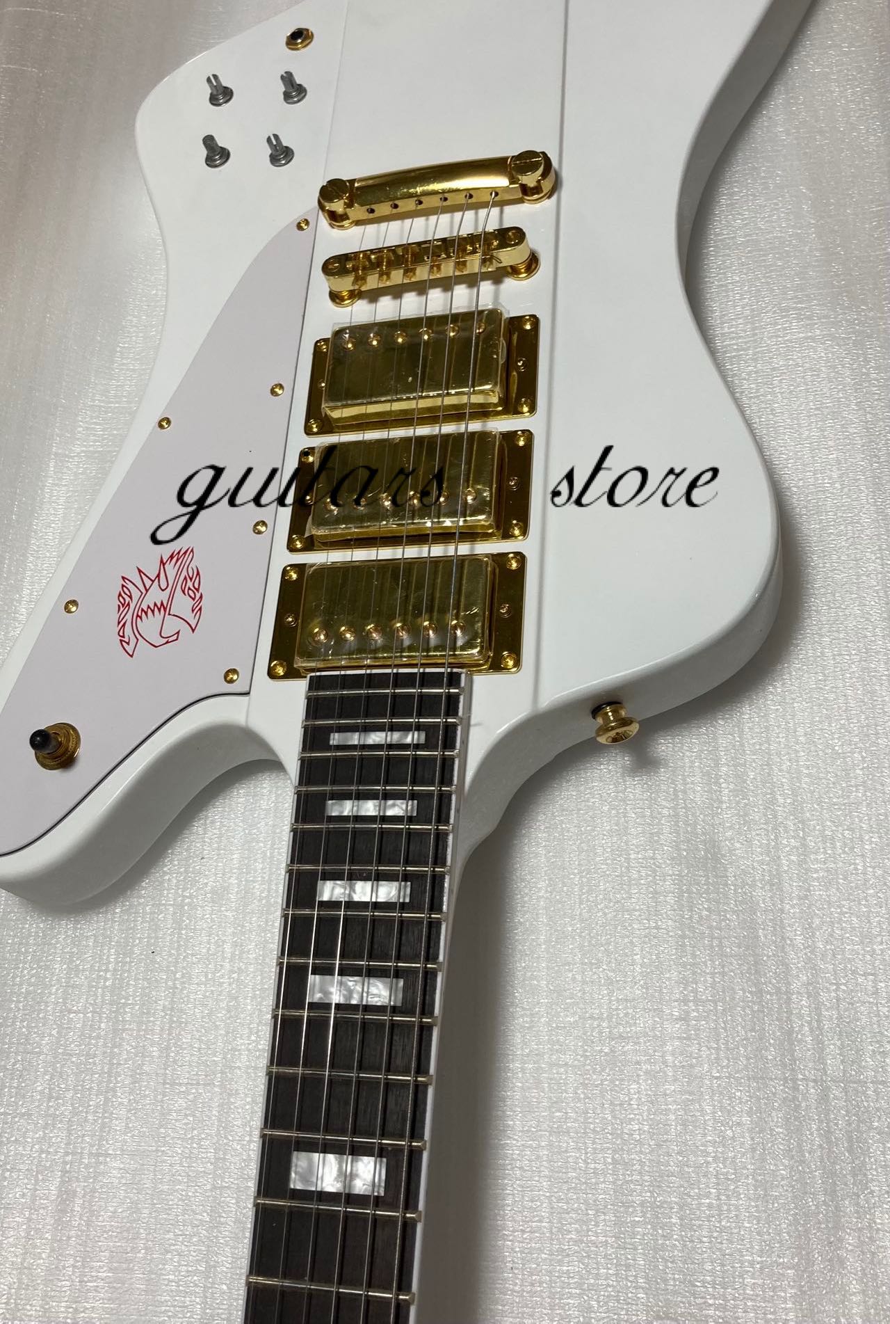 

White Firebird Electric Guitar Mahogany Material 3 Humbucker Pickups