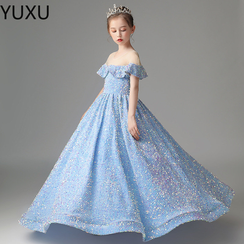 2023 paillettes fleur filles robe Pageant robes robe de balToddler infantile petits enfants robes d'anniversaire