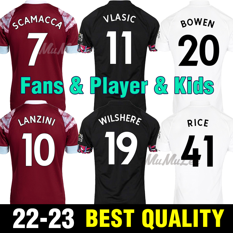 

XXXL  22 23 Fans player soccer jerseys 2022 2023 WEST SCAMACCA RICE kits LANZINI ANTONIO Hams NOBLE VLASIC UNITED BOWEN football shirts BENRAHMA MEN Kids, 15