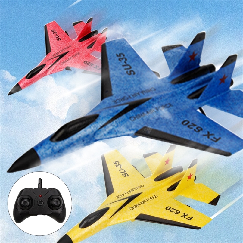 

ElectricRC Aircraft SU35 RC Remote Control Airplane 2.4G Remote Control Fighter With Lamp Plane Glider Airplane EPP Foam Toys RC Plane Kids Gift 220827, Yellow-su35-1b