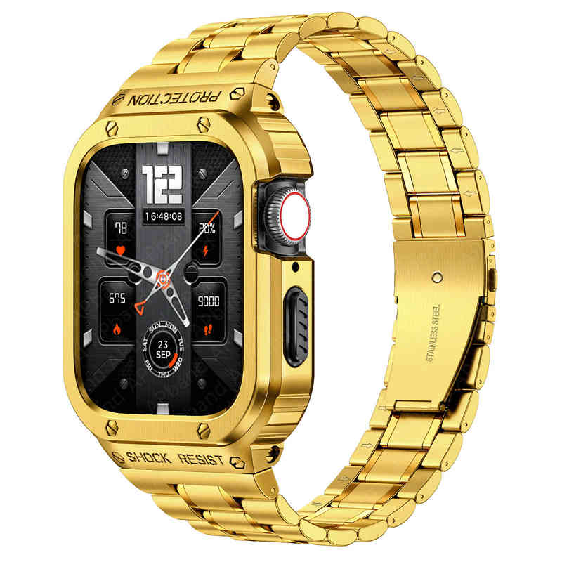 

Watch Bands Stainless Steel Case Strap For Apple Band 45mm 44mm 45 44 mm Bumper frame Cover Accessories i series 4 5 6 SE 7 Strap T220827
