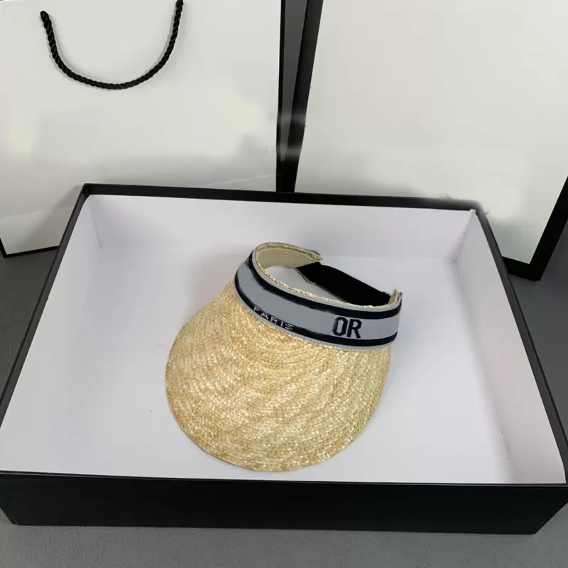 

Straw Visor Cap Summer Women Sun Hat Anti Uv Outdoor designer Bucket Hat For Mens Hand Casual Shade Empty Top Beach Sunhat Casquette, Multi