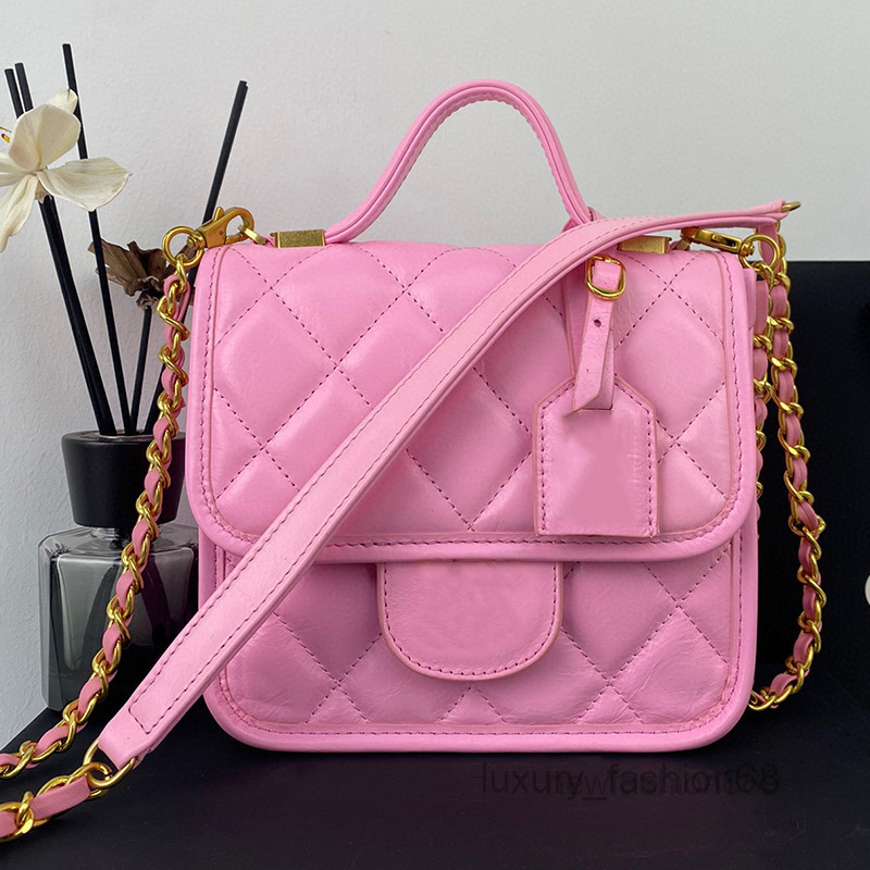 

Shoulder Bags Designer Catwalk Oil Wax Leather Shoulder Bags Designer Fashion Handbags Claic Multifunctional Rhombus Diagonal Women's Bags 2, Red