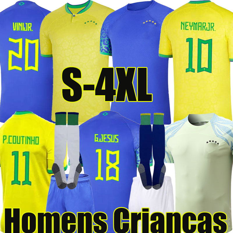 

4XL 22/23 BRASIL PAQUETA COUTINHO soccer jerseys 2022 2023 camiseta de futebol NERES G.JESUS FIRMINO world cup football shirt MARCELO PELE CASEMIRO Kits sock Full sets, 22-23 special