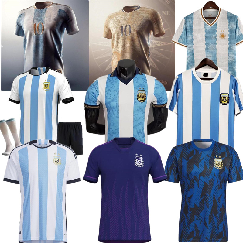 

Argentina soccer jersey Commemorative Edition 2022 2023 men kids kit Retro 1986 22 23 Maillots de foot Maradona special badge Player version football shirt uniform