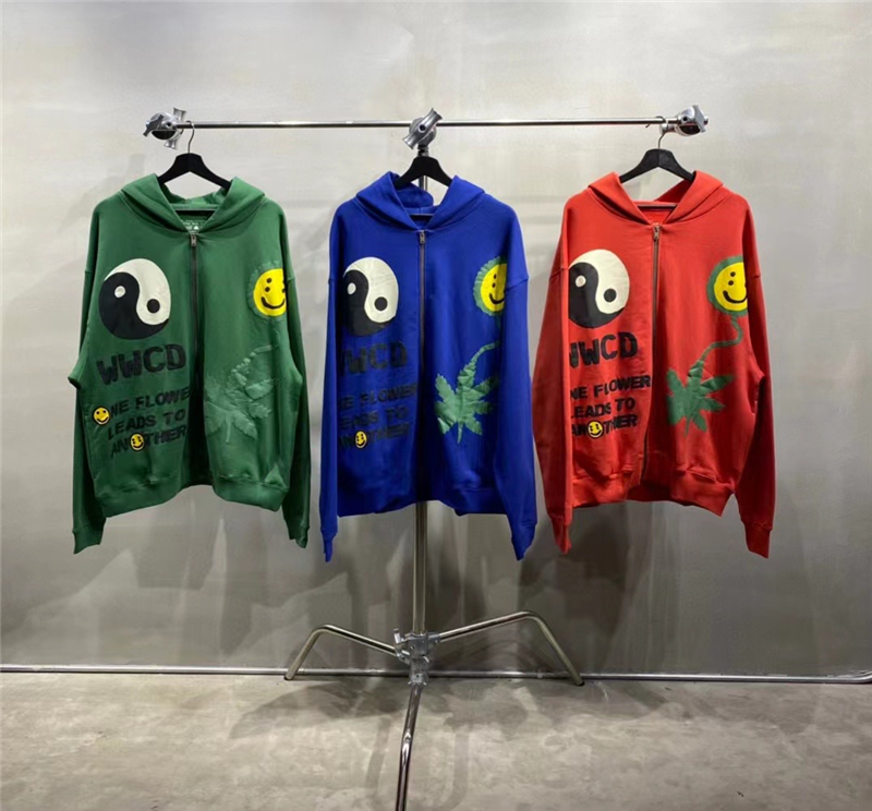 

Cardigan Oversized Puff Print Hoodie Men Women Best-Quality Hoodies Pullovers, Green