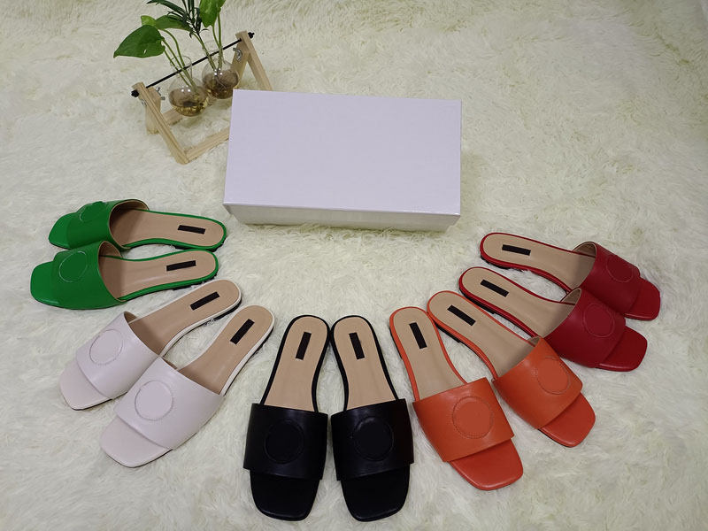 

2022 Summer Women Slippers Stylish Flat Leather Sandals Indoor Casual Heeled Slipper Designer Luxury Fashion Ladies Beach Flat Flip Flops, Customized