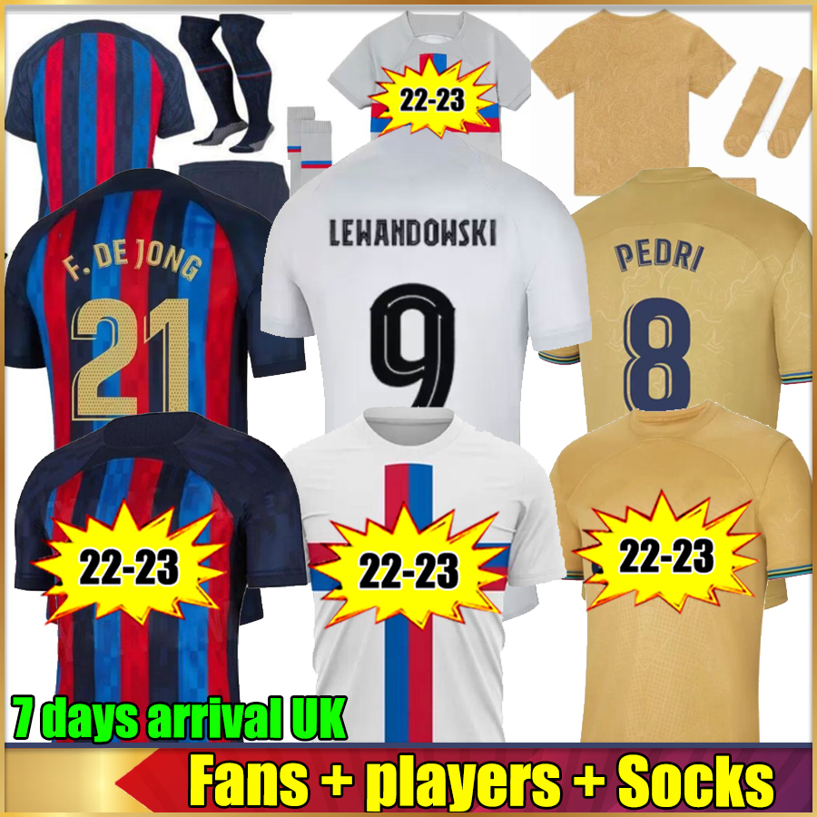 

player Fans PEDRI soccer jersey full set Socks 2022 2023 F. DE JONG LEWANDOWSKI thai quality ANSU FATI BARCELONAS GAVI FERRAN RAPHINHA DEST DEMBELE Camiseta Futbol, 22-23 home +ucl