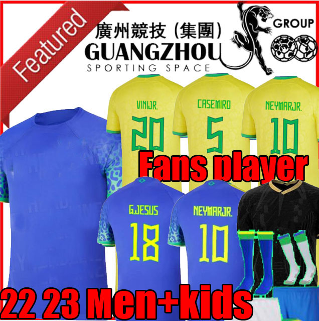 

21 22 23 NEYMAR JR Soccer Jersey COUTINHO VINICIUS BrAZiLs National Team home away 2022 Camisa Brasil Kids Kit Football Shirt Women Training, 22 23 away 1