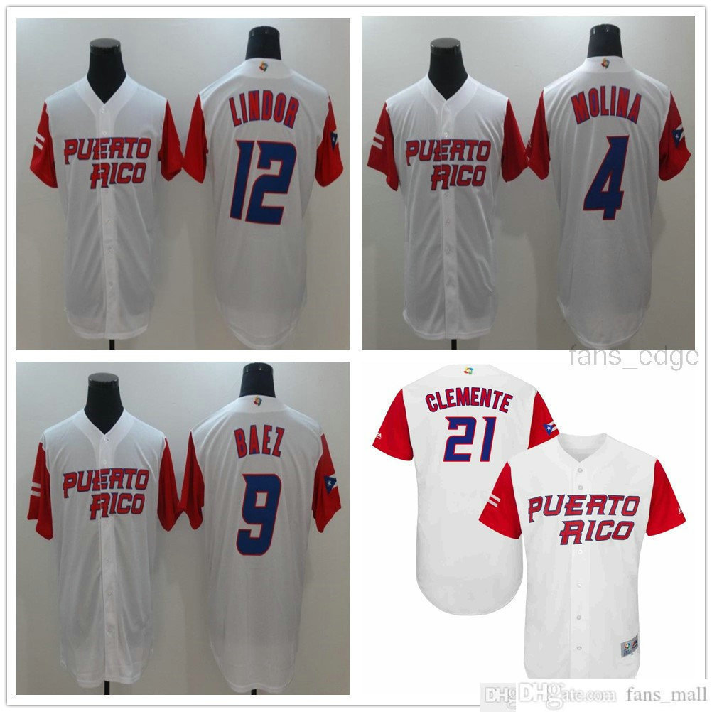

NCAA Men 2017 World Baseball Classic Jersey Puerto Rico #12 Francisco Lindo #9 Javier Baez #4 Yadier Molina #21 clemente WBC Baseball Jersey S-3XL, As picture men size s-xxl