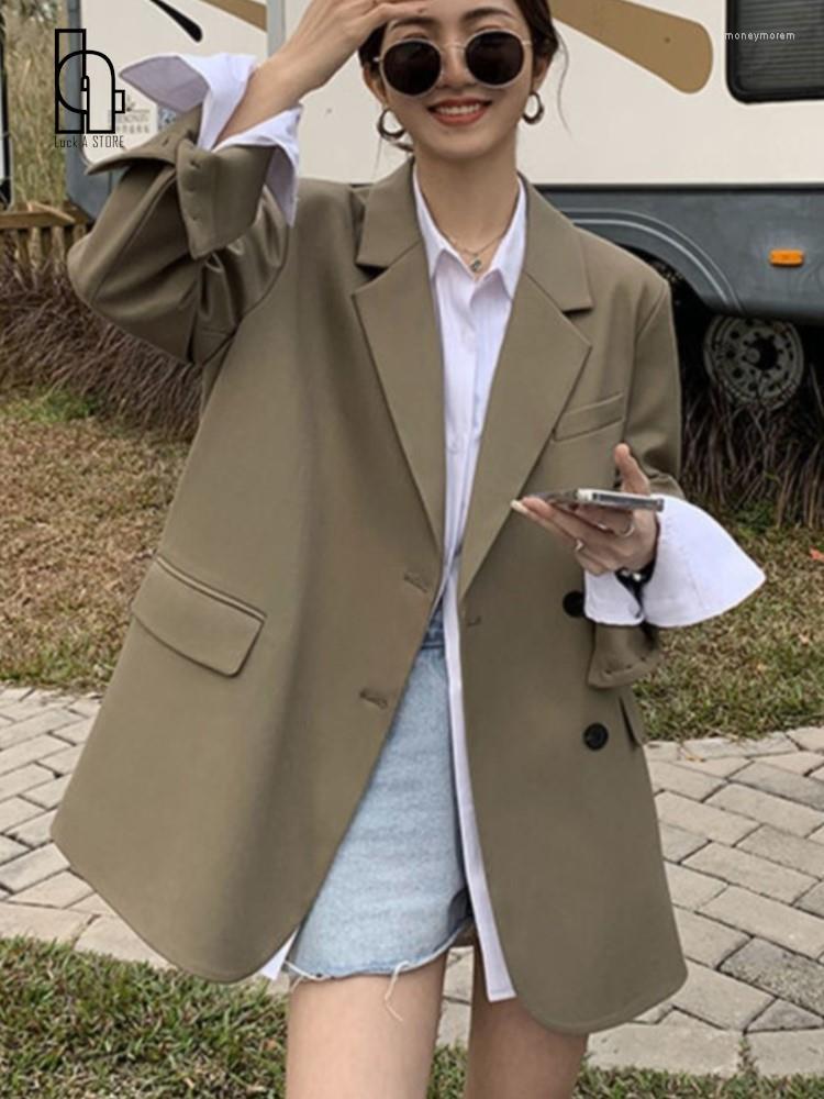 

Women' Suits Blazers Women Leisure Spring Autumn Fashion Notched Minimalist Loose Office Streetwear Full Sleeve College Comfort Mujer, Black