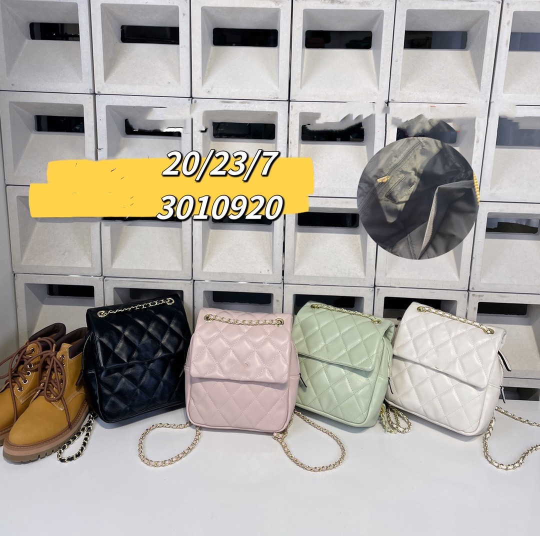 

Luxury kids Diamond lattice Backpack INS children metal chain double shoudler bag girls PU leather princess bags A9043, Pink