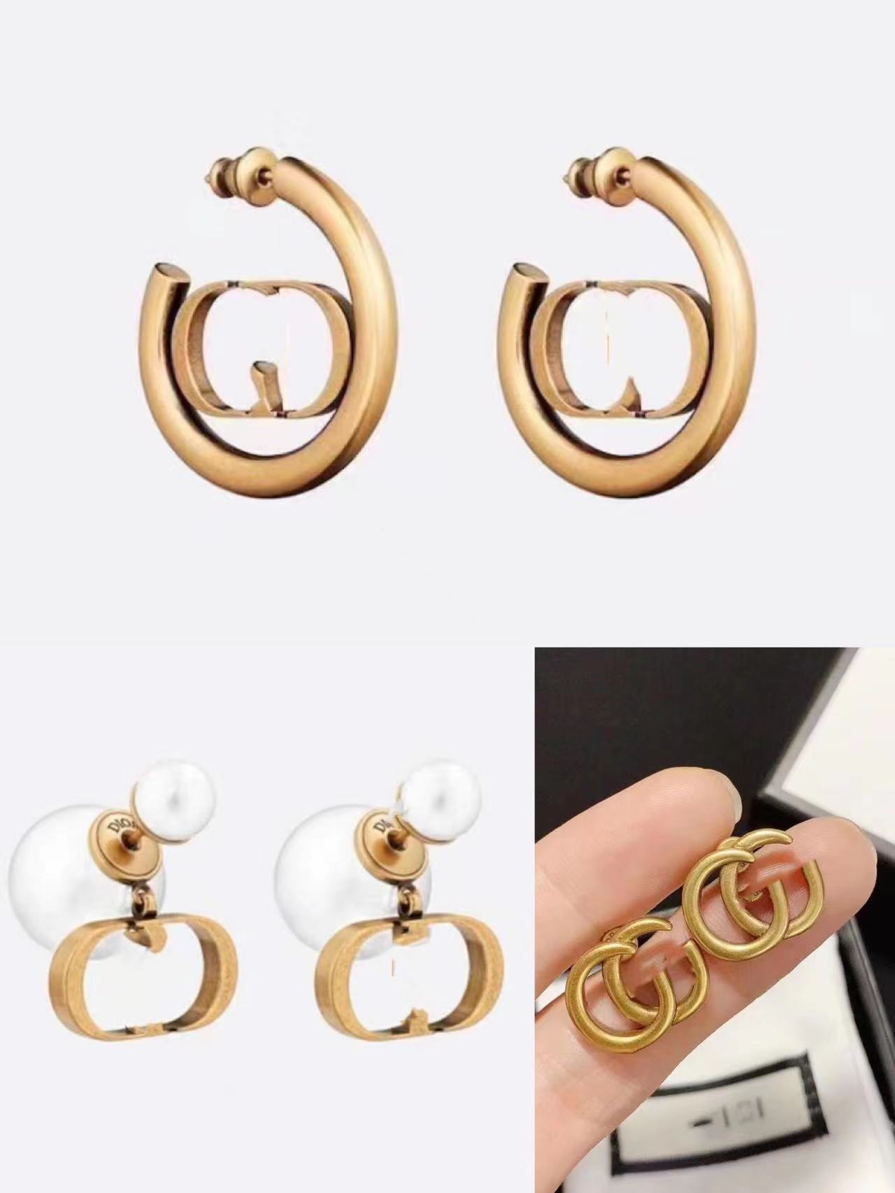 

Earring Back High version women's GGC1D shape earrings sterling silver gold-plated does not fade classic popular luxury elegant earrings