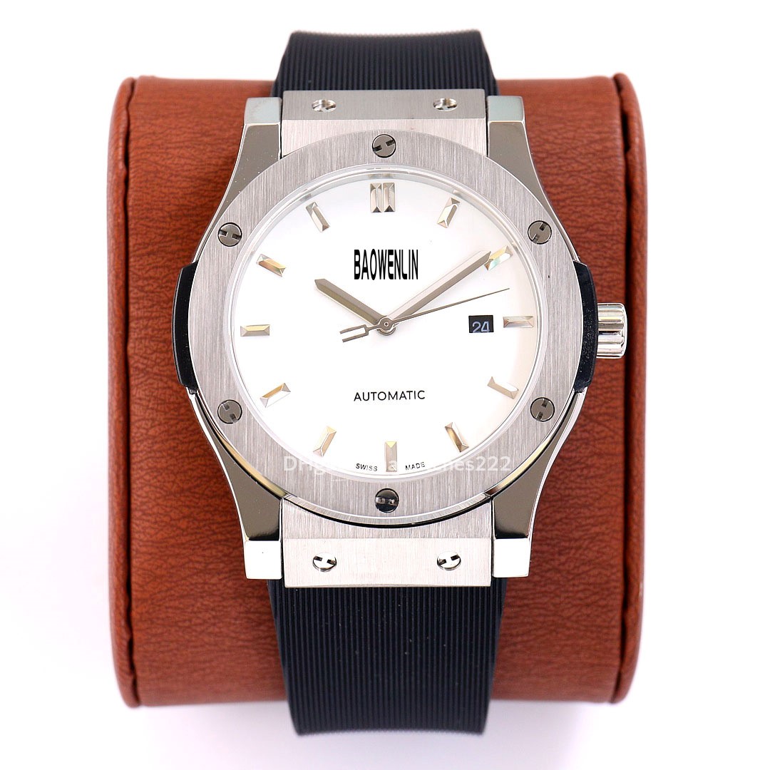 

Fashion Mens Watch Automatic Mechanical Designer Watchs for Men Luxury Rubber Style Classic Stainless steel Waterproof Folding Buckle Leather Strap wristwatch, Carton
