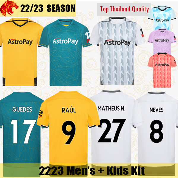 

22 23 Wolves Soccer Jerseys RAUL Wanderers GUEDES MATHEUS N. 2022 2023 J OTTO PODENCE NEVES Wolverhampton ADAMA Football Shirts Fans Player Mens Jersey Kids Kit, 2223 away