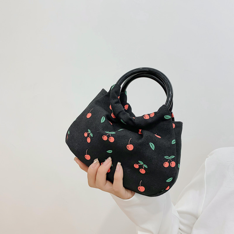 

Cherry Tote Bag Cute Canvas Hand Bags Lunch Box Going Out Handbag Cute Small Cloth 1222965, 20*14*5cm