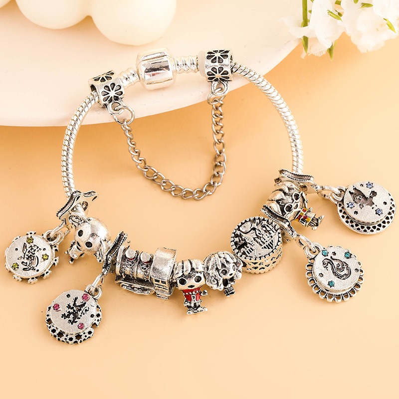 Woman Fine Jewelry Charm Bead fit 925 Sterling Silver European Pandora Bracelets for Women Cartoon Charm Beads Snake Chain Fashion Jewelry