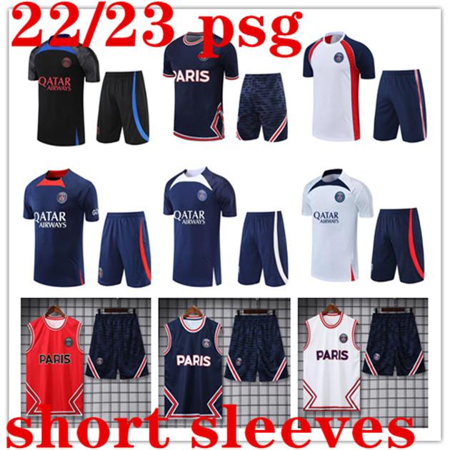 

2022 2023MBAPPE HAKIMI PLAYER top Soccer Short Sleeve Training Suit SERGIO RAMOS MARQUINHOS VERRATTI pSGS HAKIMI, Ivory