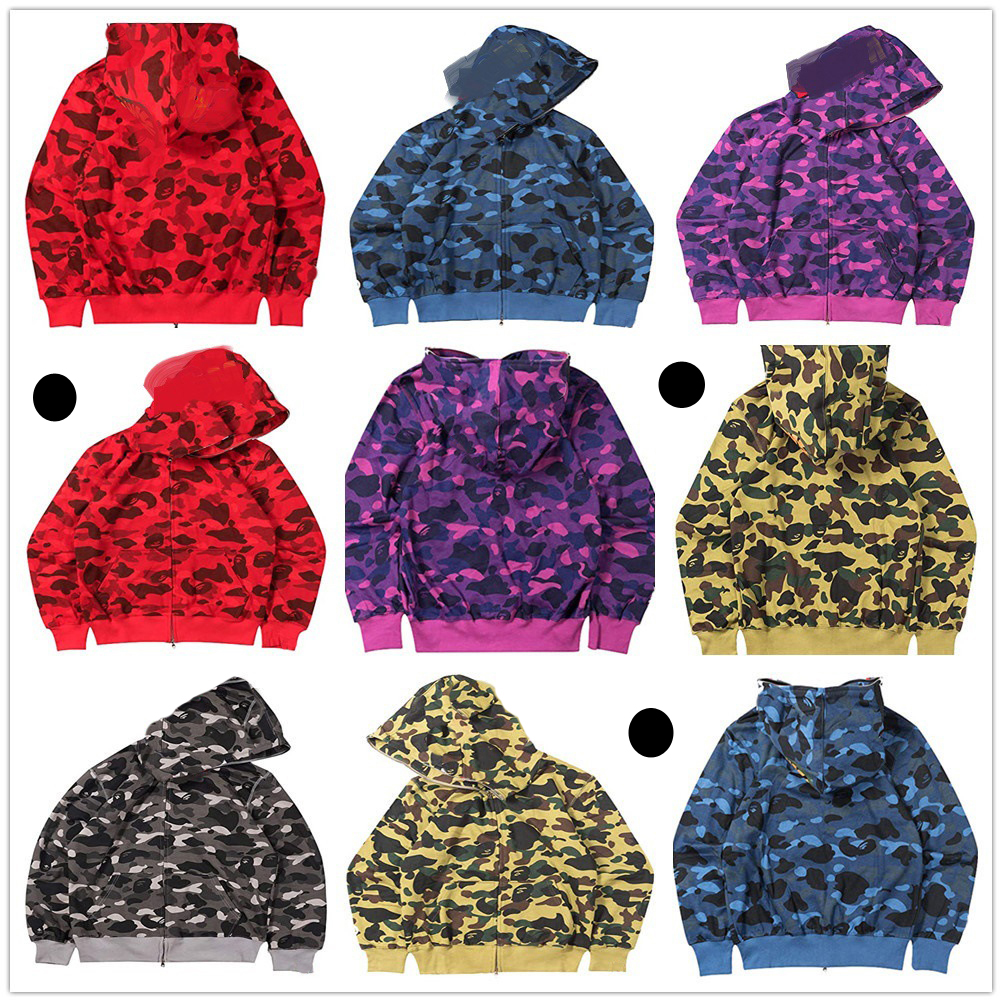 

Designer hoodie high-quality shark same style loose camouflage print Hip Hop Letters Long Sleeve Zipper cardigan Multicolor sweatshirts Couples hoodies