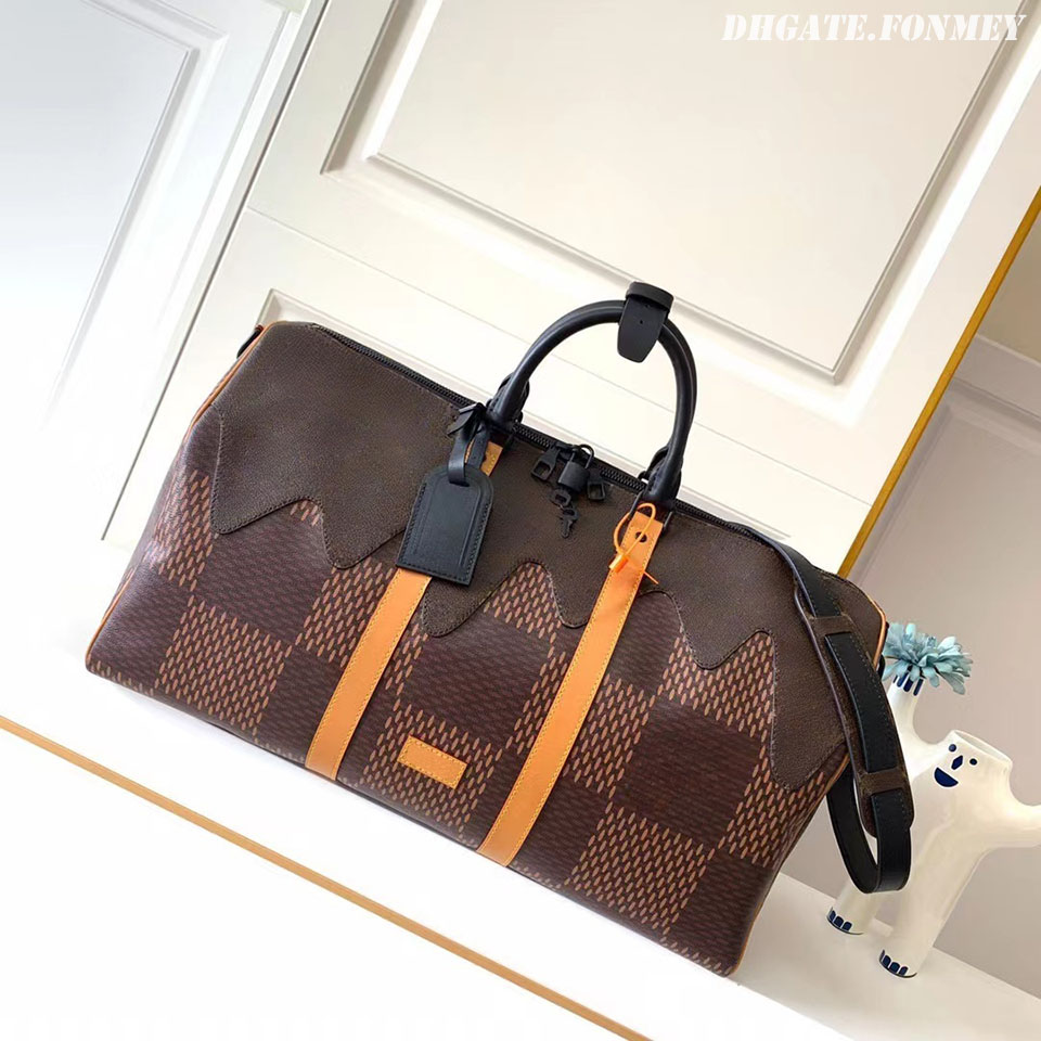 Top Quality Luxury Designer Men's Women's Travel Bags Handbags Duffel bags 50cm Brown Patchwork