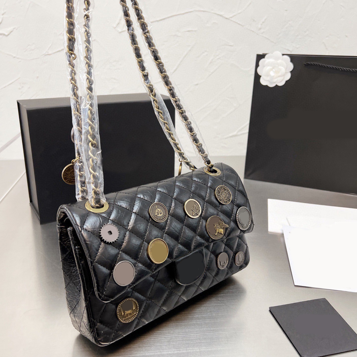 

flap chain bag Crossbody Leather Luxury Designer Brand Bags Fashion Shoulder Handbags High Quality Women Letter Purse Phone Wallet Metallic, No bags