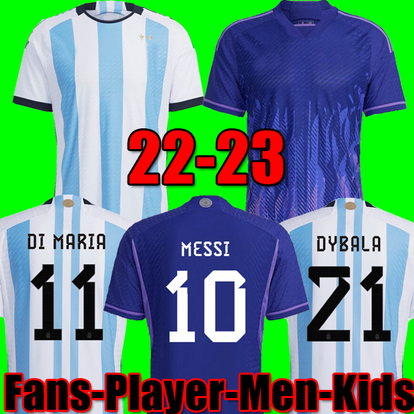

2022 Argentina Away soccer jersey DYBALA AGUERO Maradona home WORLD 22 23 CUP fans player Home 2023 TAGLIAFICO Camisetas de futbol men kids kit sets football shirt, Home patch